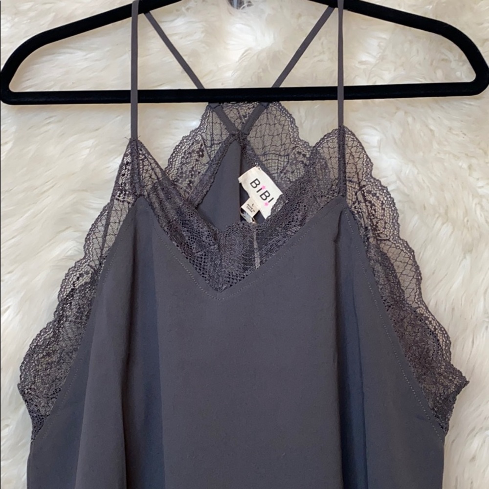 BIBI "LANDON" GRAY LACE CAMI - Picture 4 of 7